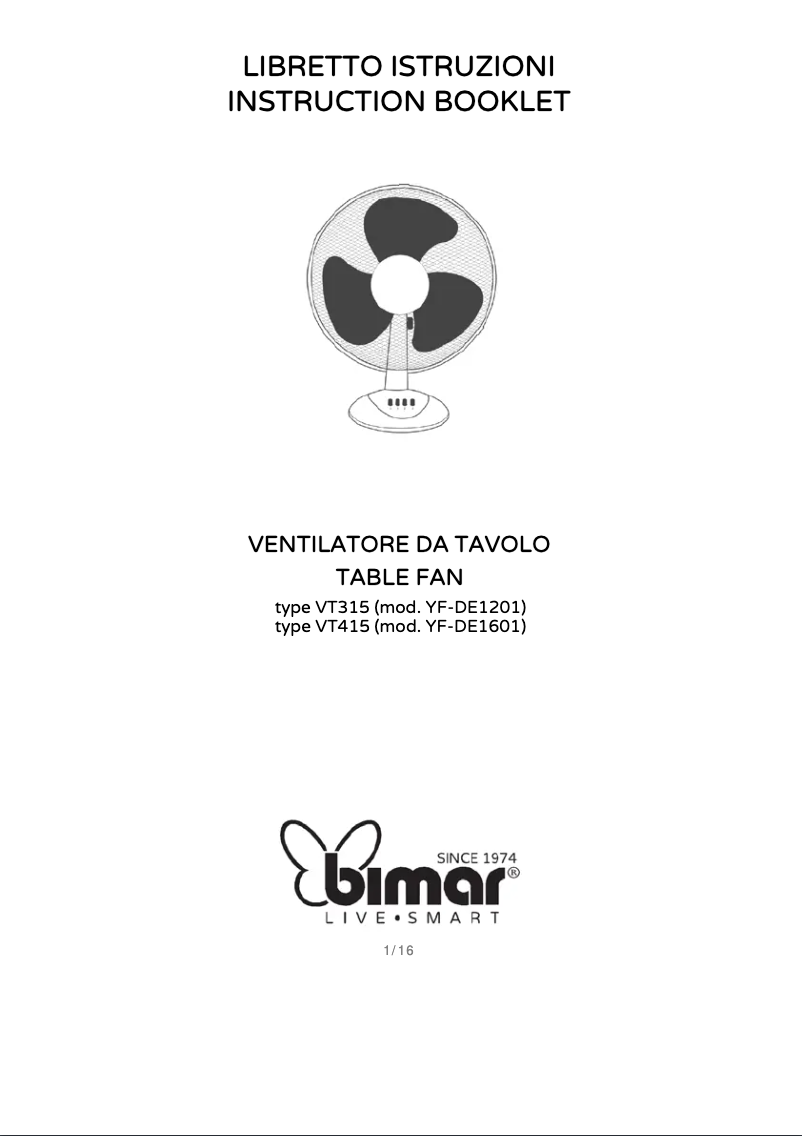 Page 1 de la notice Manuel utilisateur Bimar VT315