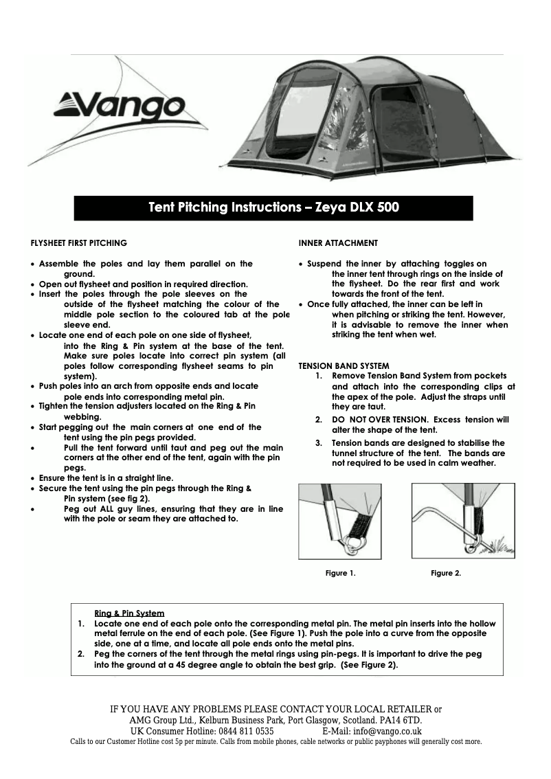 Page n°1 - Manuel utilisateur Vango Zeya DLX 500