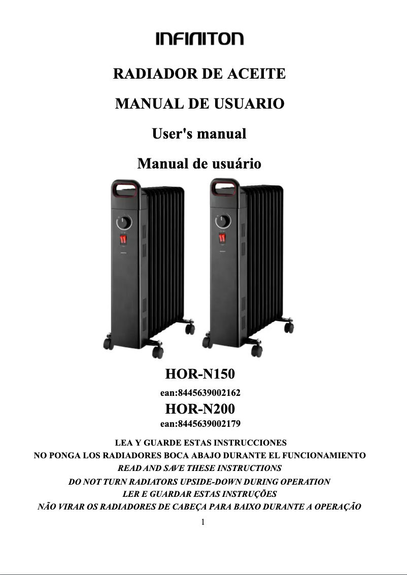 Page 1 de la notice Manuel utilisateur Infiniton HOR-N200