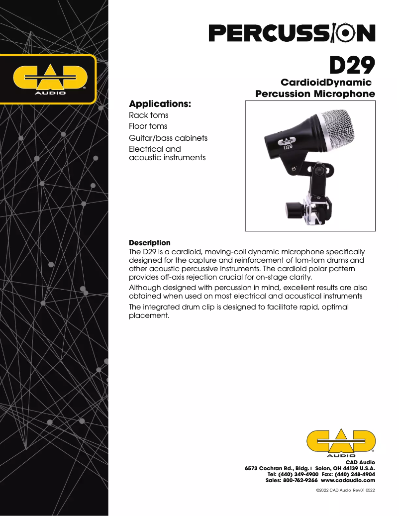 Page n°1 - Manuel utilisateur CAD Audio D29