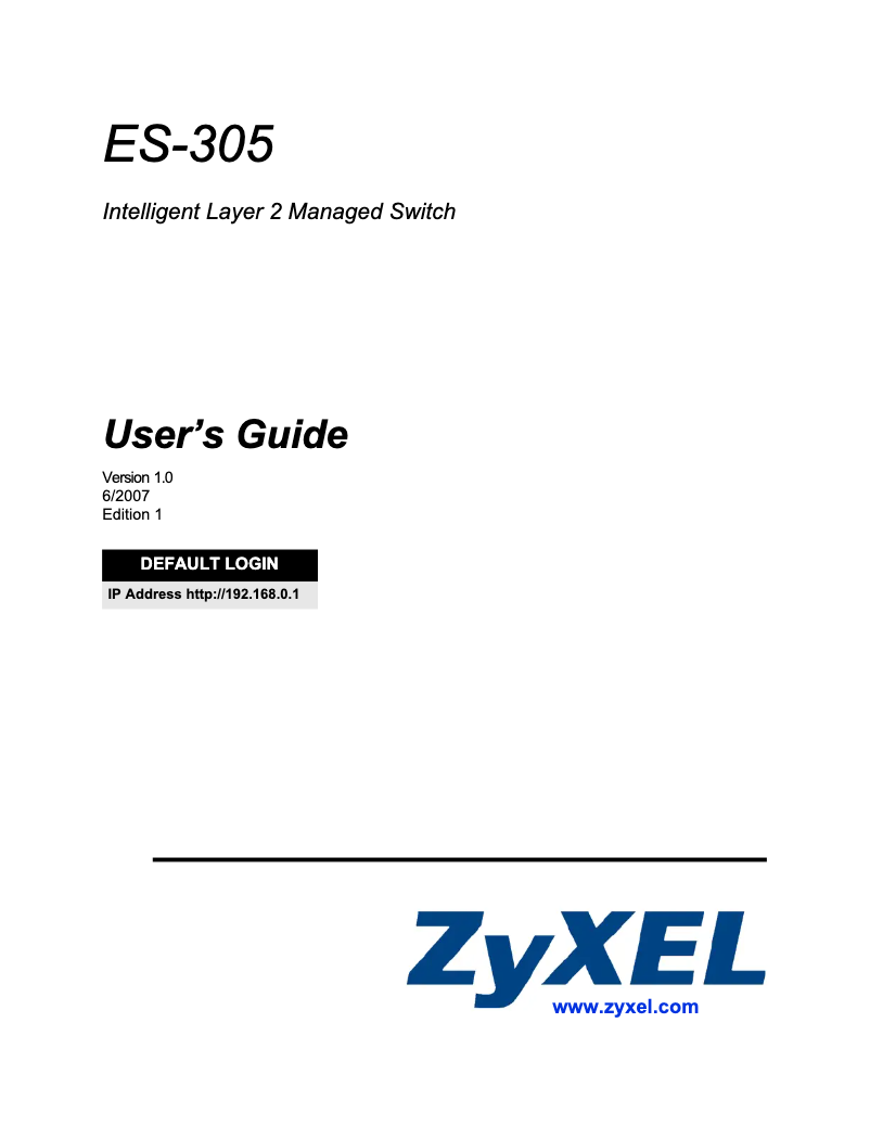 Page n°1 - Manuel utilisateur ZyXEL ES-305