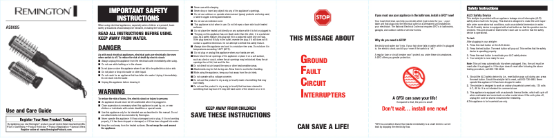 Page 1 de la notice Manuel utilisateur Remington AS8095