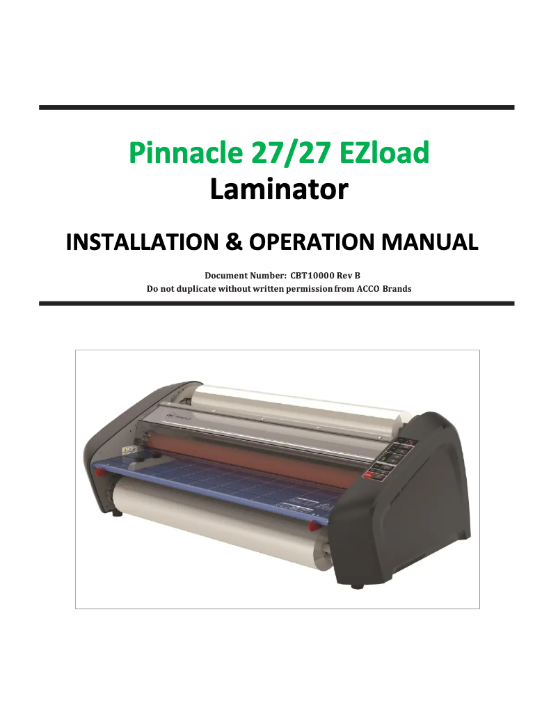 Page 1 de la notice Manuel utilisateur GBC Pinnacle 27