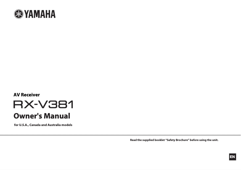 Page 1 de la notice Manuel utilisateur Yamaha RX-V381