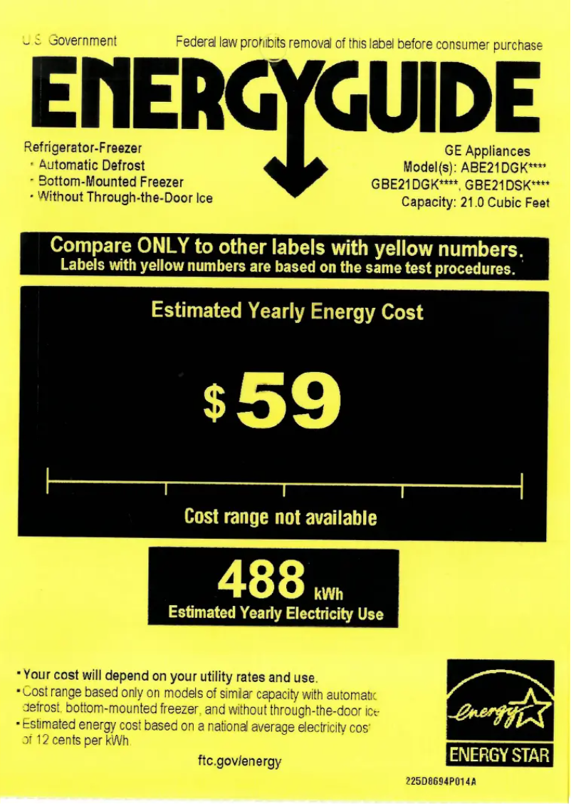 Page n°1 - Label énergétique GE GDE21ESKSS