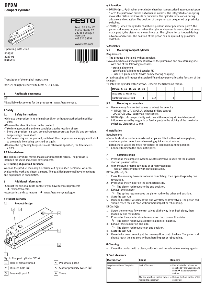 Page n°1 - Manuel utilisateur Festo DPDM-Q-32-15-PA