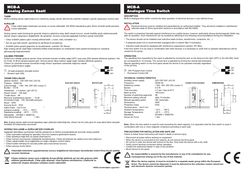 Image de la première page du manuel de l'appareil MCB-A