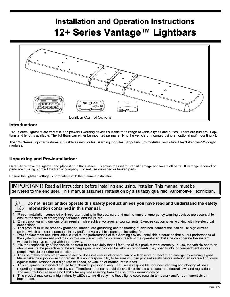 Imagen de la primera página del manual del dispositivo VTG-48RB