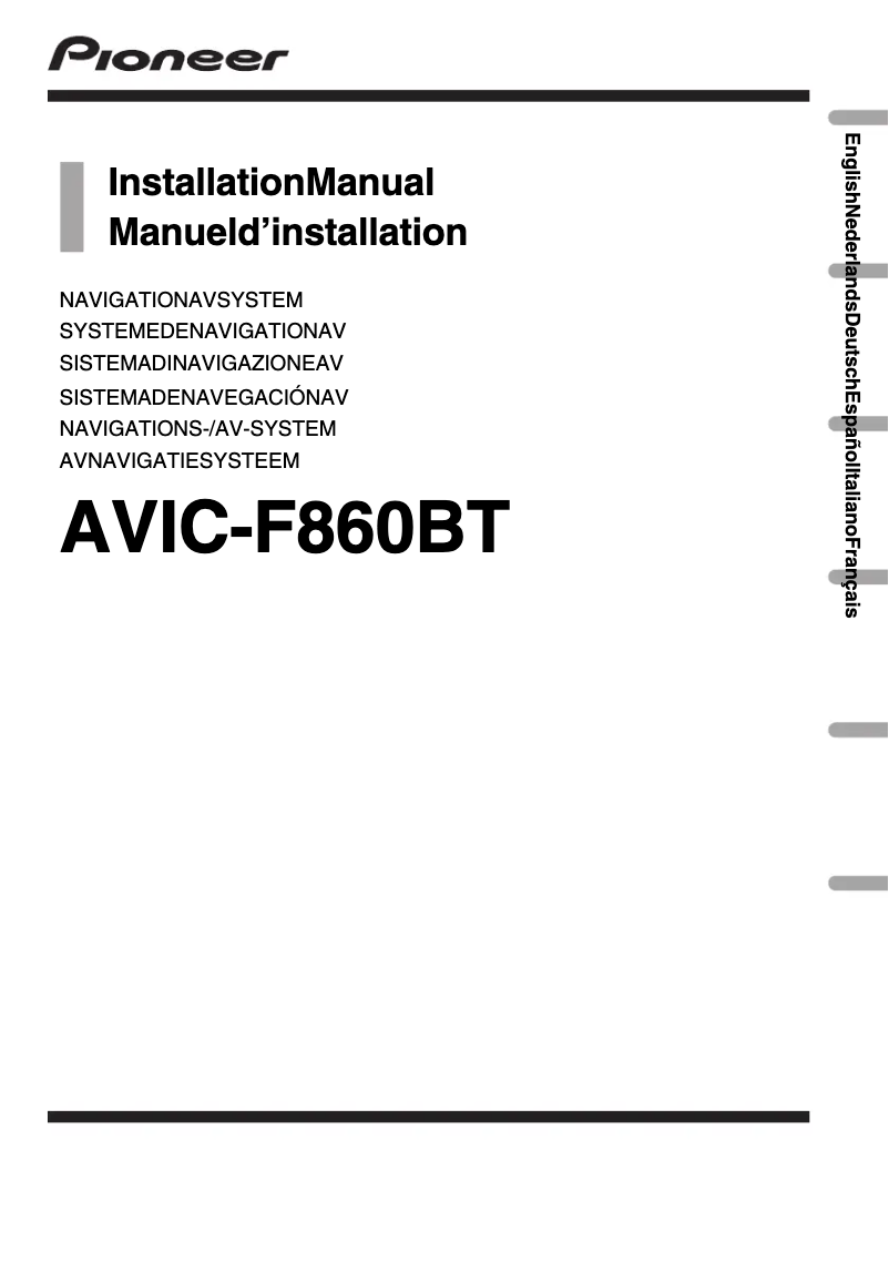 Page n°1 - Guide d'installation Pioneer AVIC-F860BT