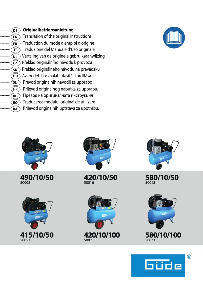 Page n°1 - Manuel utilisateur Güde Kompressor 580/10/50 400V