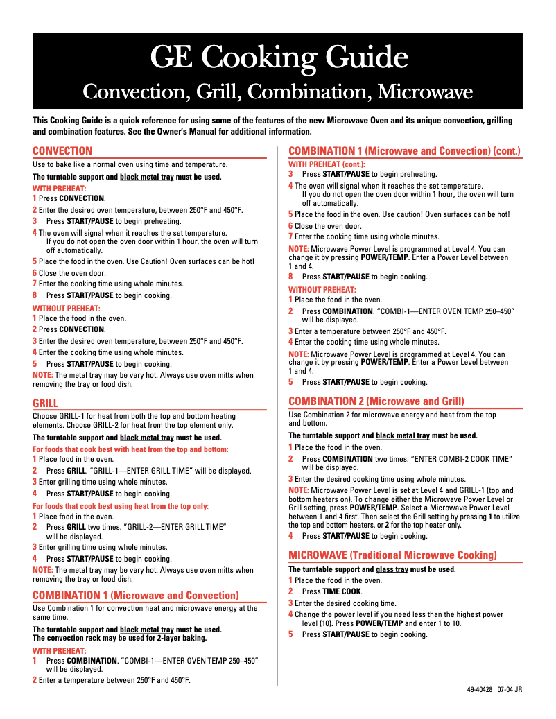 Image de la première page du manuel de l'appareil JES1290WJ