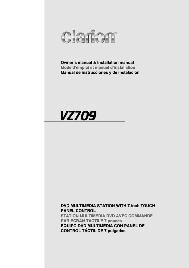 Page n°1 - Manuel utilisateur Clarion VZN709