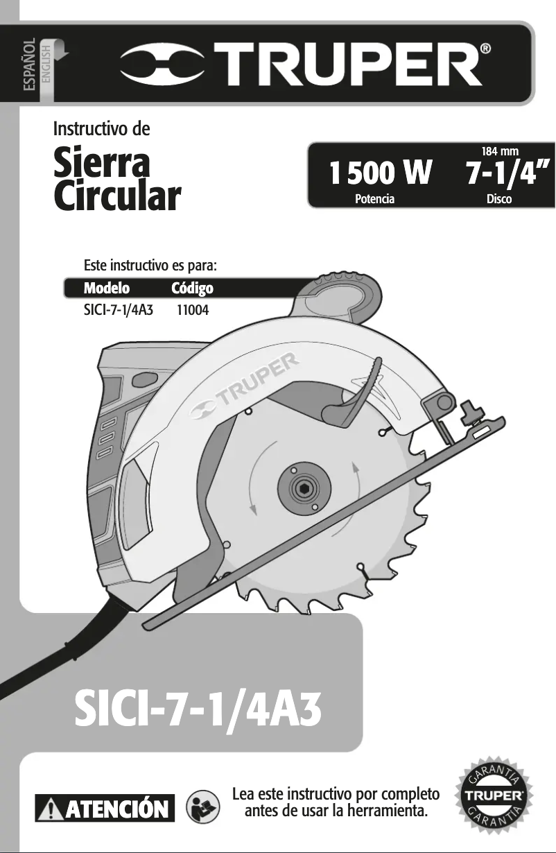 Page 1 de la notice Manuel utilisateur Truper SICI-7-1/4A3
