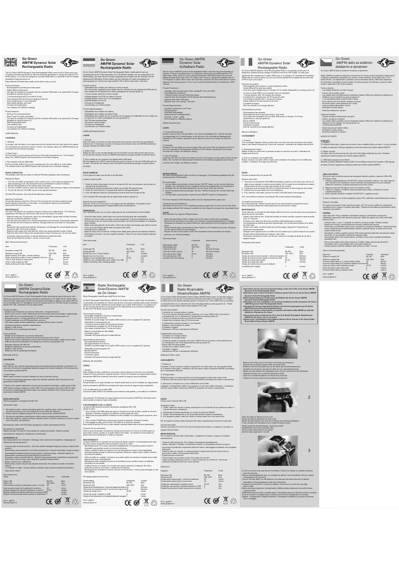 Page n°1 - Manuel utilisateur Go Green GG 92.2