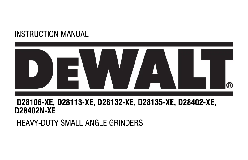 Page n°1 - Manuel utilisateur DeWalt D28106-XE