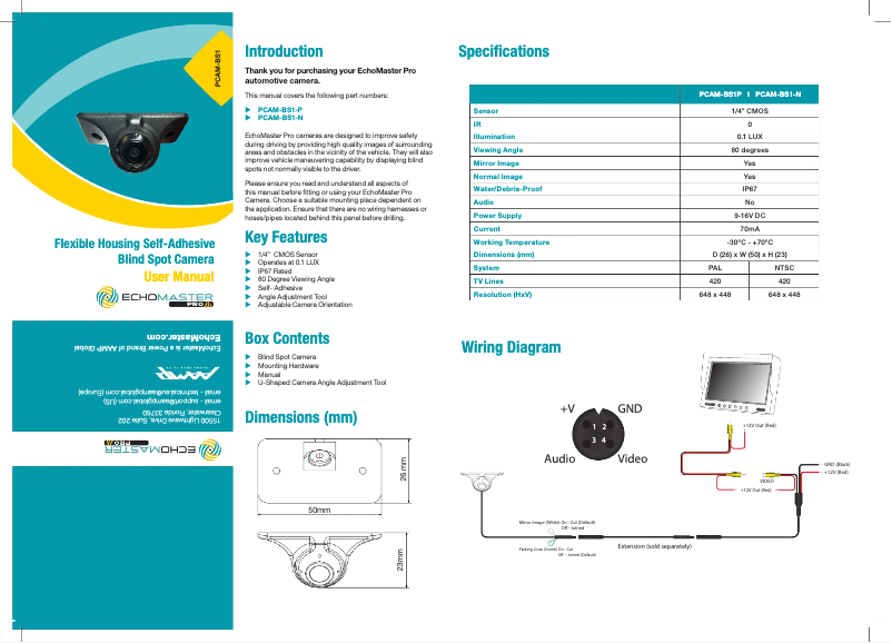 Image de la première page du manuel de l'appareil PCAM-BS1-N