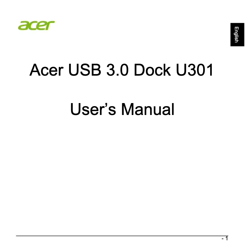 Page n°1 - Manuel utilisateur Acer USB 3.0 Dock U301