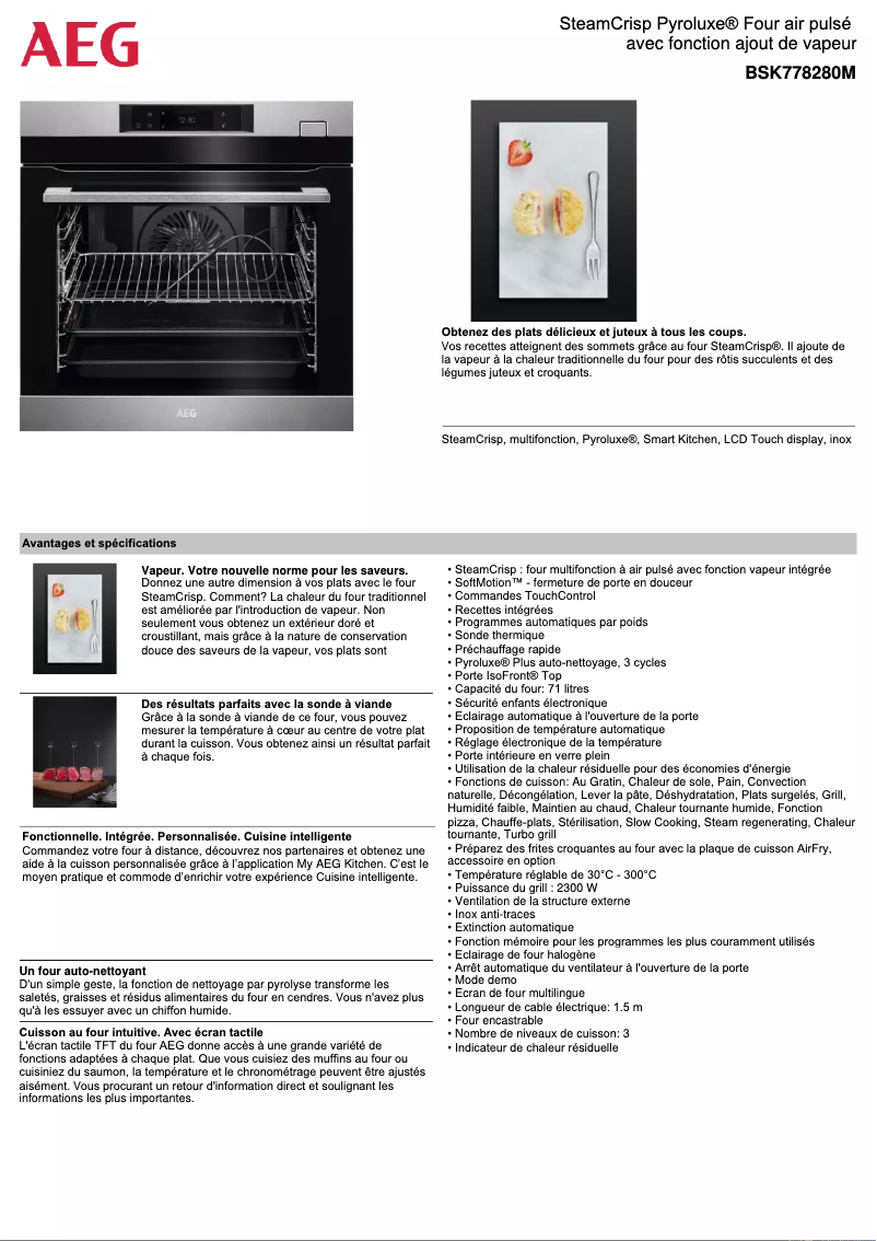 Page 1 de la notice Fiche technique AEG BSK778280M