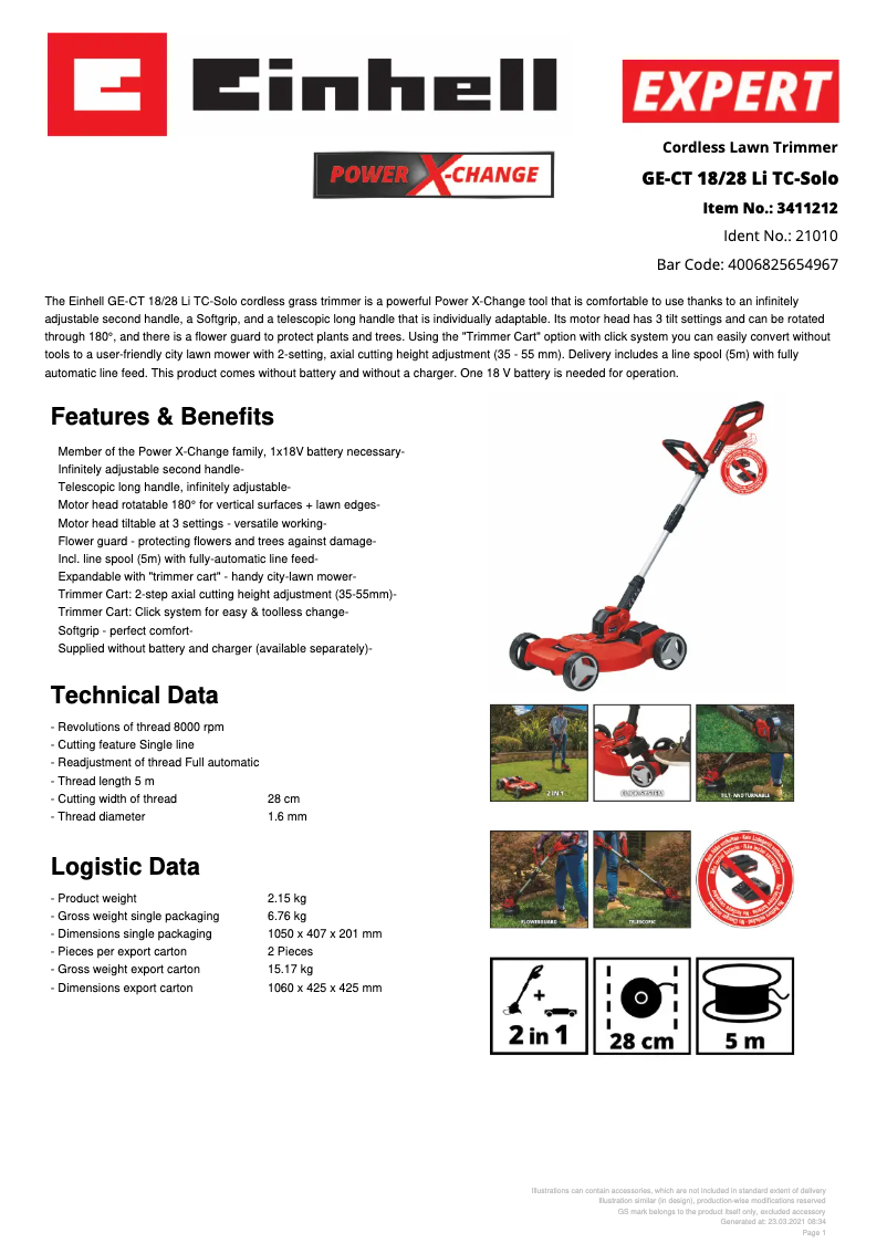 Image de la première page du manuel de l'appareil GE-CT 18/28 Li TC