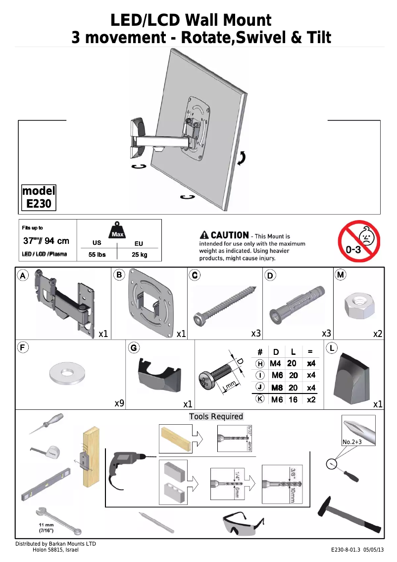 Page 1 de la notice Manuel utilisateur Barkan E230
