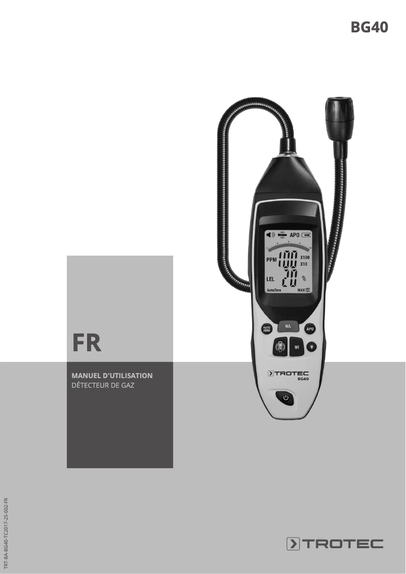 Page 1 de la notice Manuel utilisateur Trotec BG40