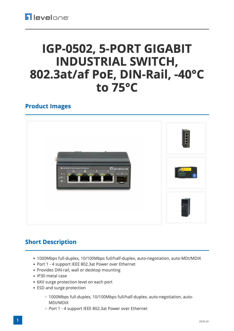 First page image of the manual for IGP-0502