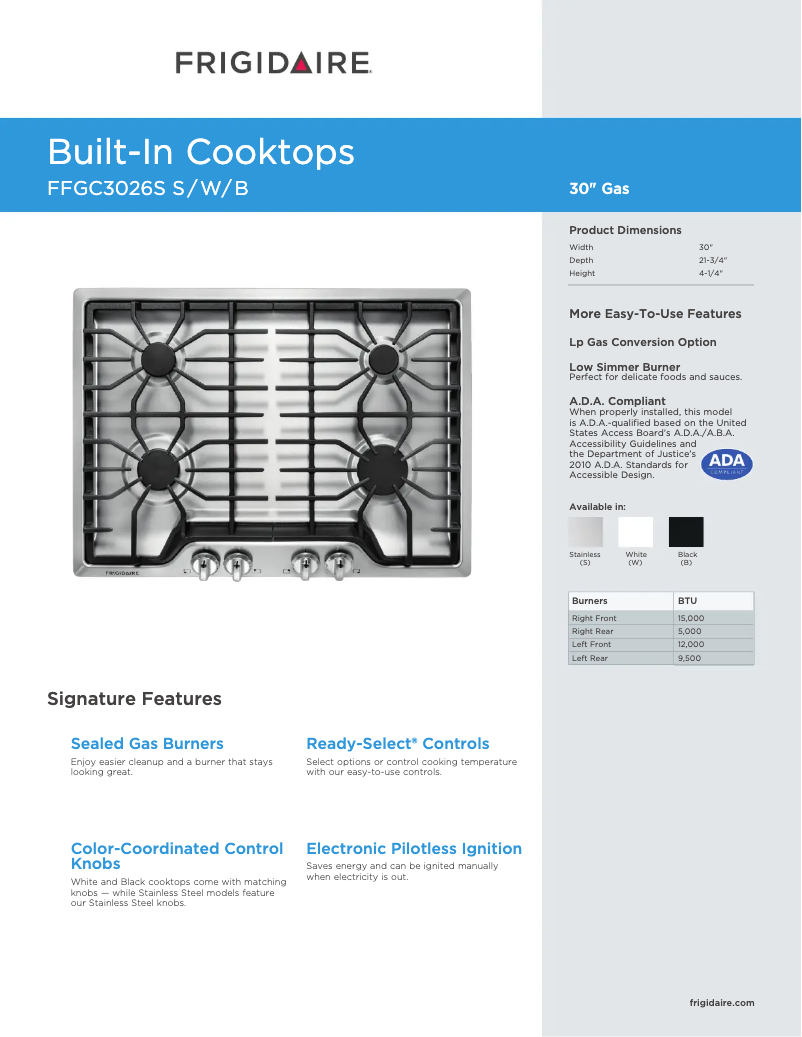 Image de la première page du manuel de l'appareil FFGC3026SS
