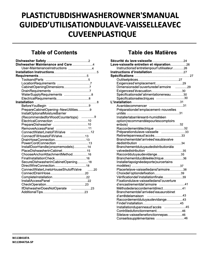 Page 1 de la notice Manuel utilisateur Amana ADB1400AGB