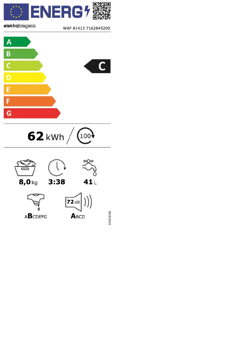 Page 1 de la notice Manuel utilisateur Elektra Bregenz WAF 81413
