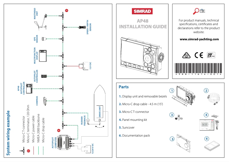 Page 1 de la notice Guide d'installation Simrad AP48