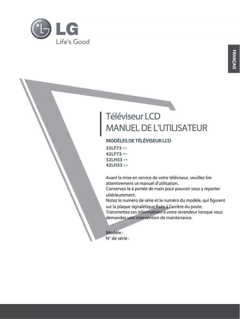 Page 1 de la notice Manuel utilisateur LG 19LU7000