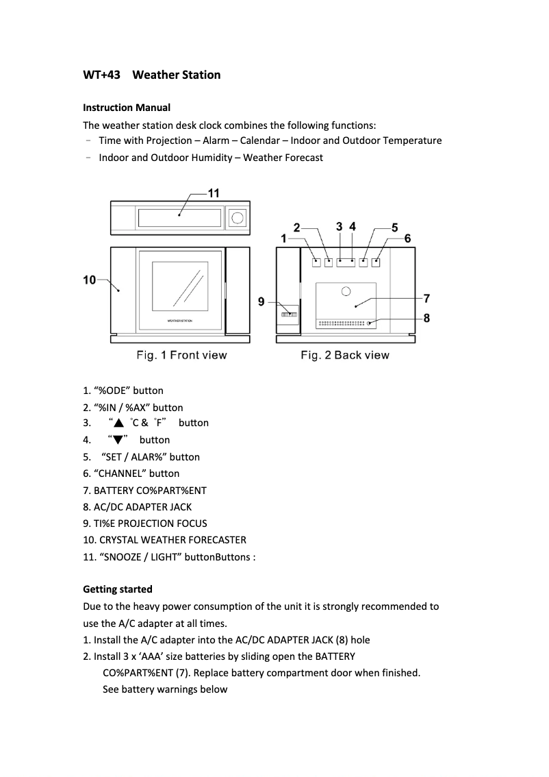 Page 1 de la notice Manuel utilisateur Techno Line WT 643