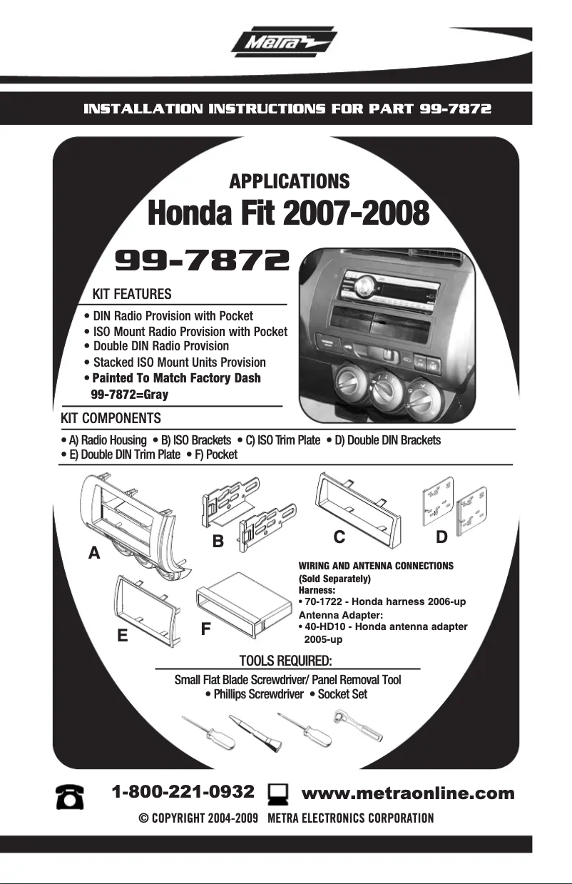 Page n°1 - Manuel utilisateur Metra 99-7872