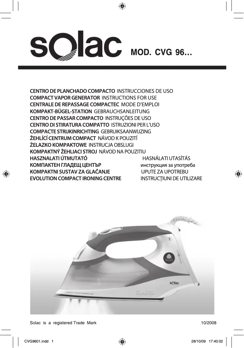 Image de la première page du manuel de l'appareil CVG9600