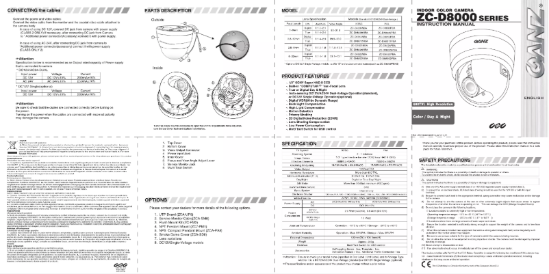 Page 1 de la notice Manuel utilisateur Ganz ZC-DN8312NBA