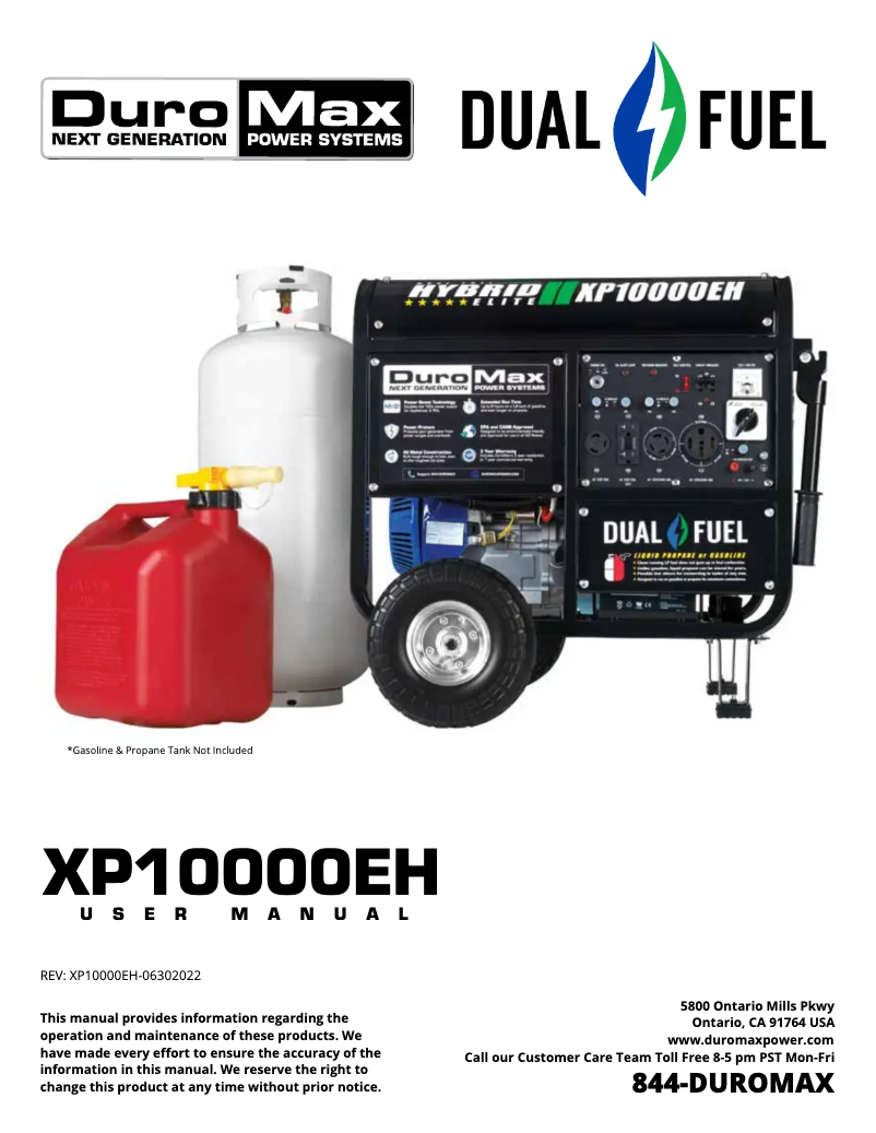 Page n°1 - Manuel utilisateur DuroMax XP10000EH