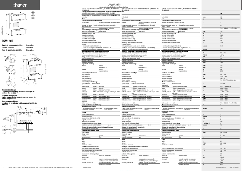 Page 1 de la notice Manuel utilisateur Hager ECM180T