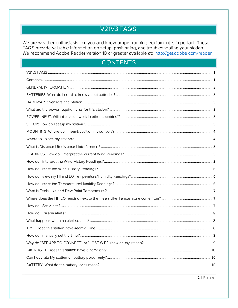 Page n°1 - FAQ La Crosse Technology V21-11