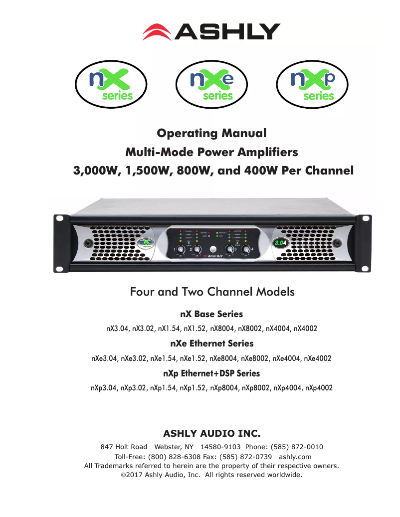 Page n°1 - Manuel utilisateur Ashly nX4004