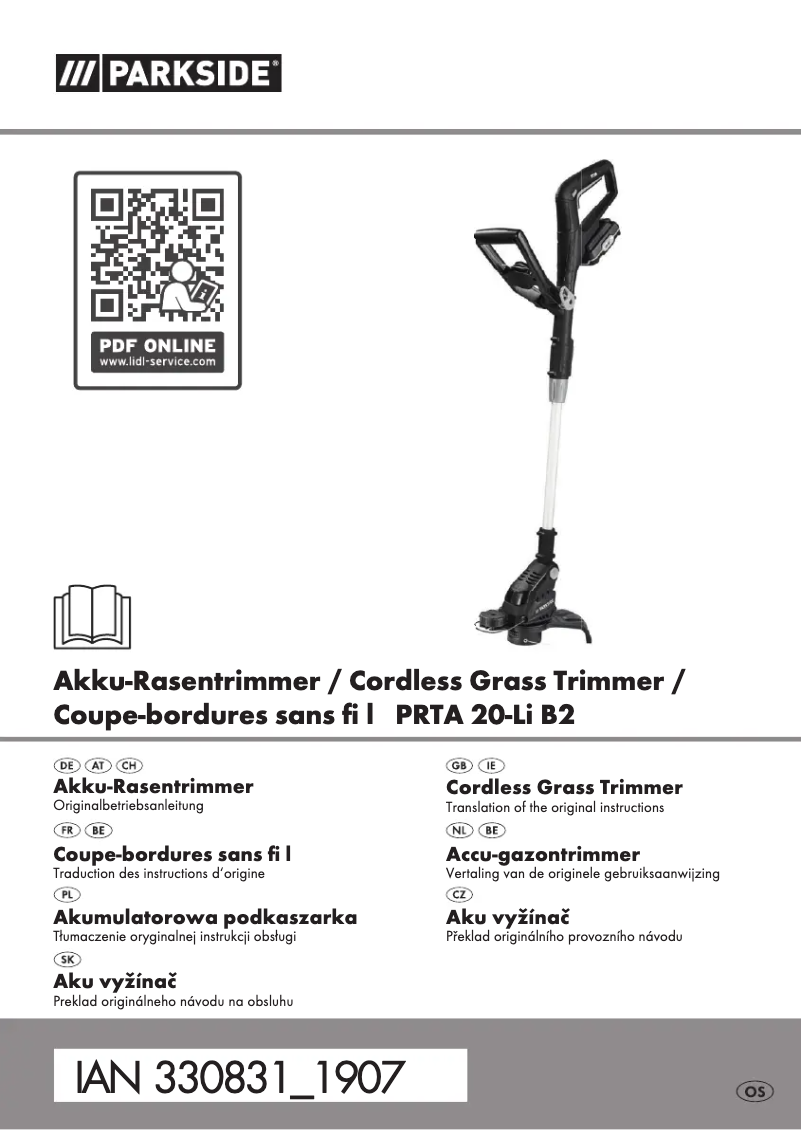 Image de la première page du manuel de l'appareil PRTA 20-Li B2