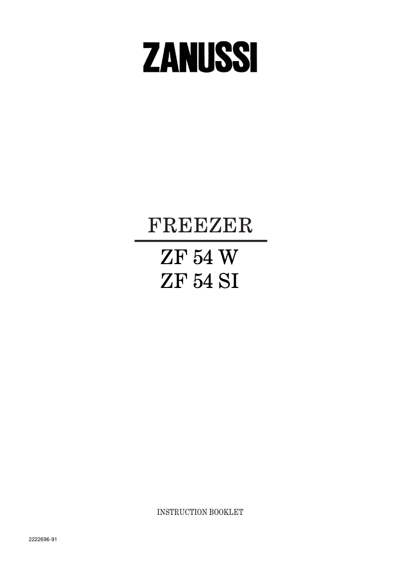 Page n°1 - Manuel utilisateur Zanussi ZF 54 W