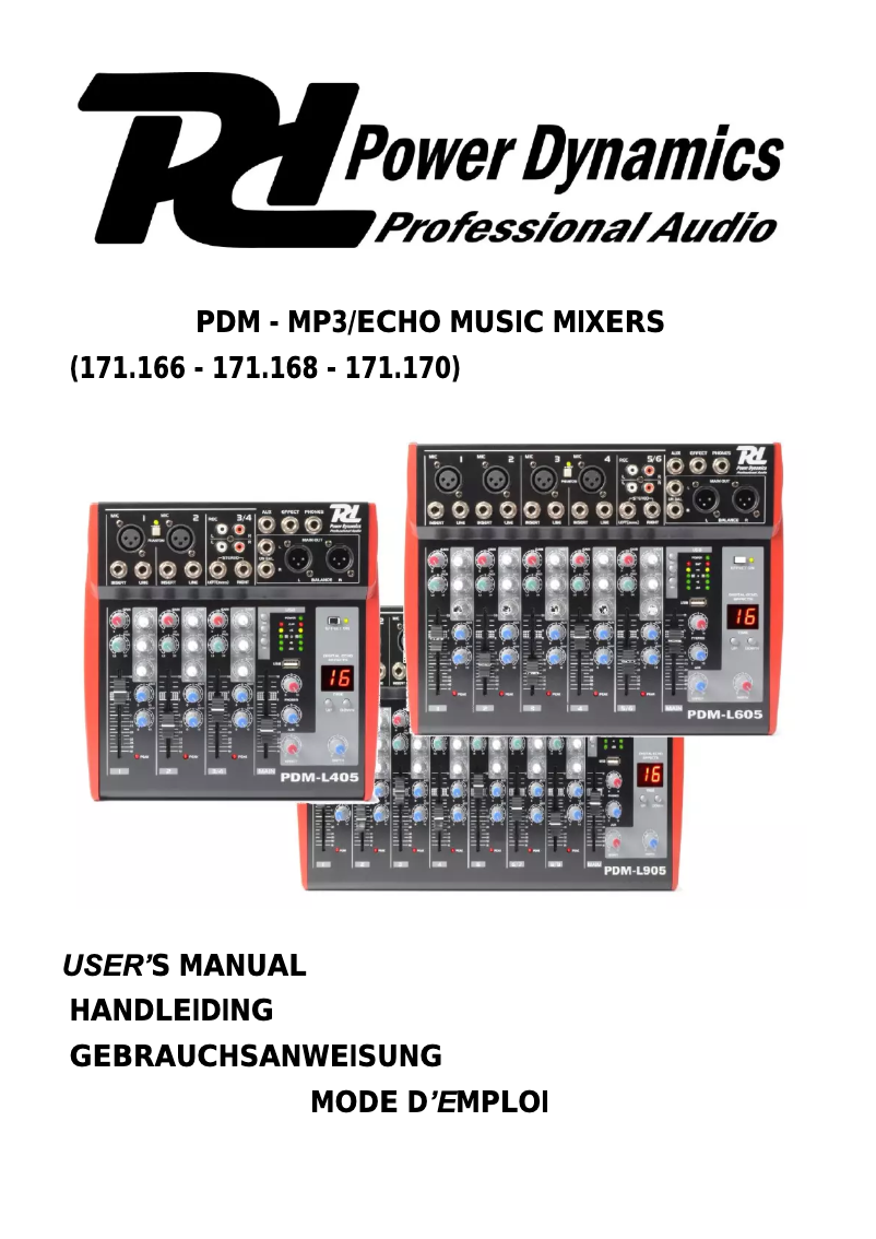 Page n°1 - Manuel utilisateur Power Dynamics PDM-L905 171.170