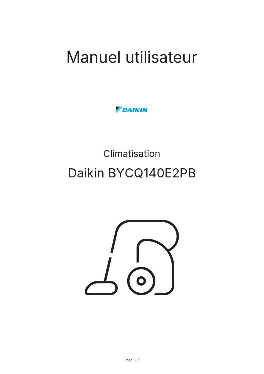 Page n°1 - Manuel utilisateur Daikin BYCQ140E2PB