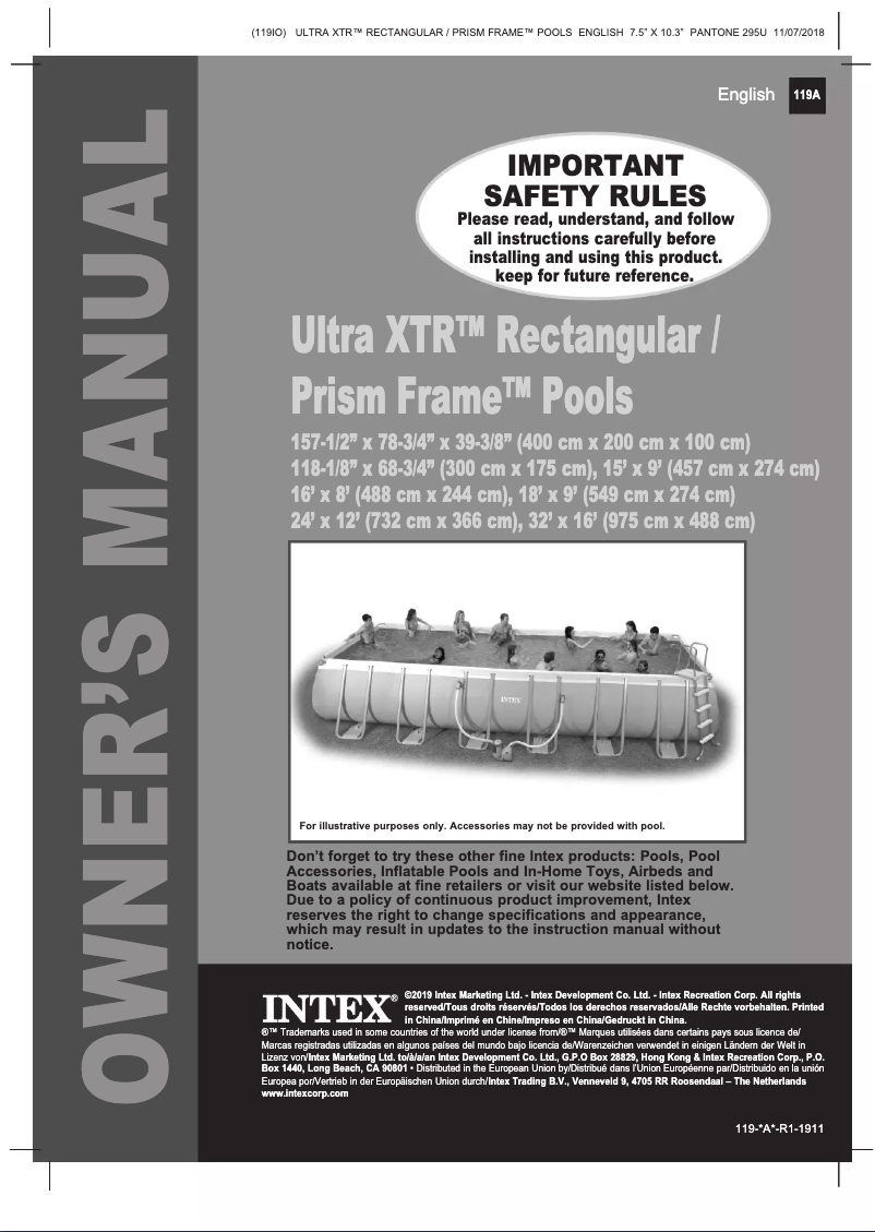 Page n°1 - Manuel utilisateur Intex Prism Frame