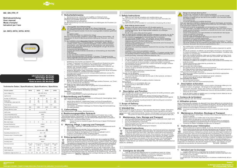 Page n°1 - Manuel utilisateur Goobay 38705