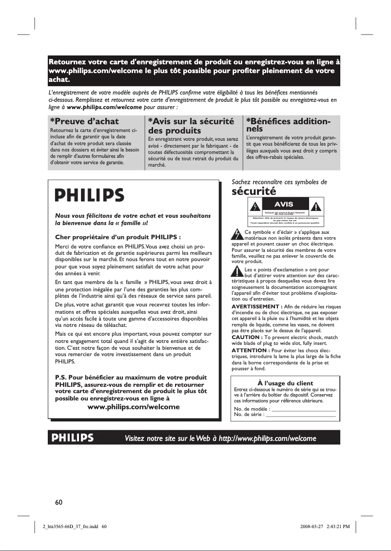 Page 1 of the manual User Manual Philips HTS3565D