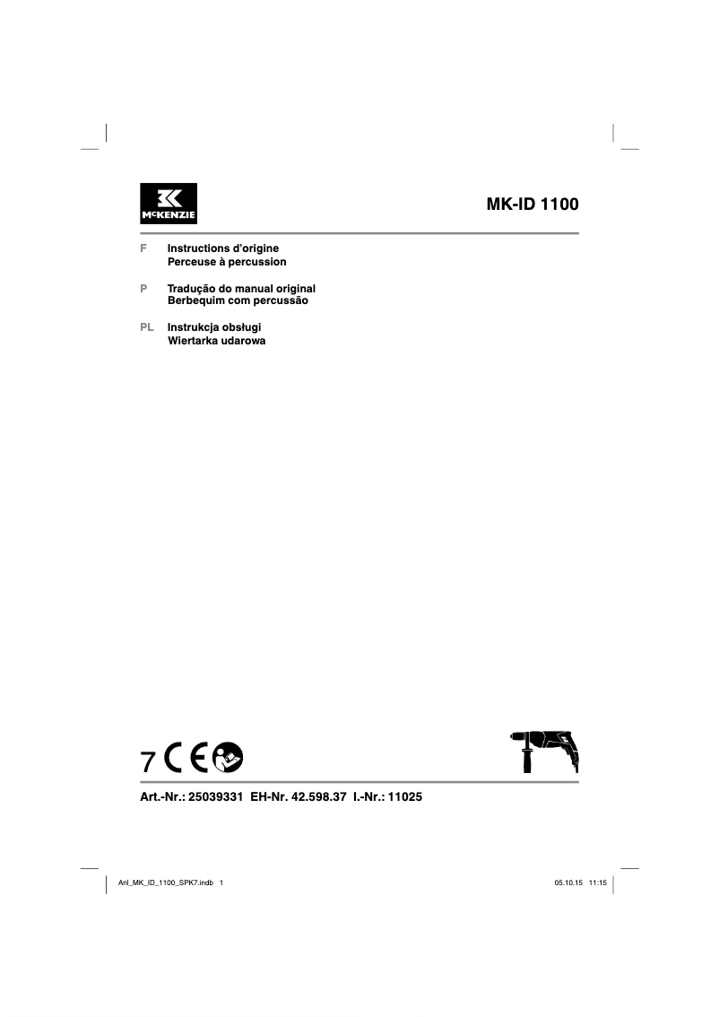 Page 1 de la notice Manuel utilisateur McKenzie MK-ID 1100