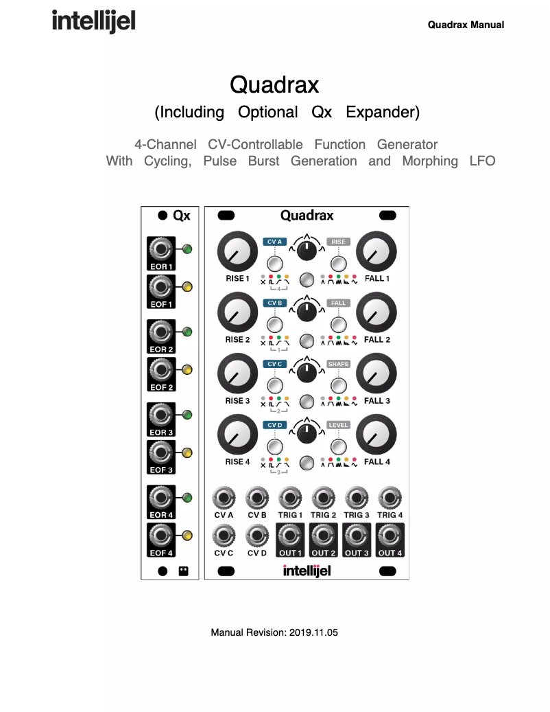 Page 1 de la notice Manuel utilisateur Intellijel Qx Quadrax
