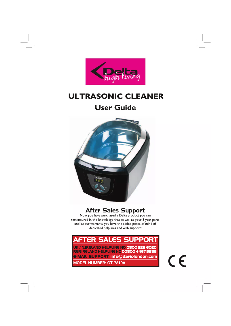 Page 1 de la notice Manuel utilisateur Delta GT-7810A