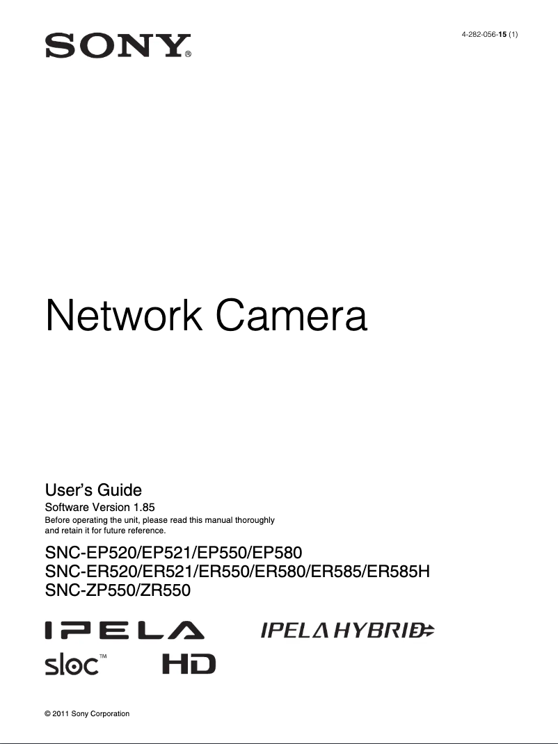 Page n°1 - Manuel utilisateur Sony SNC-EP521
